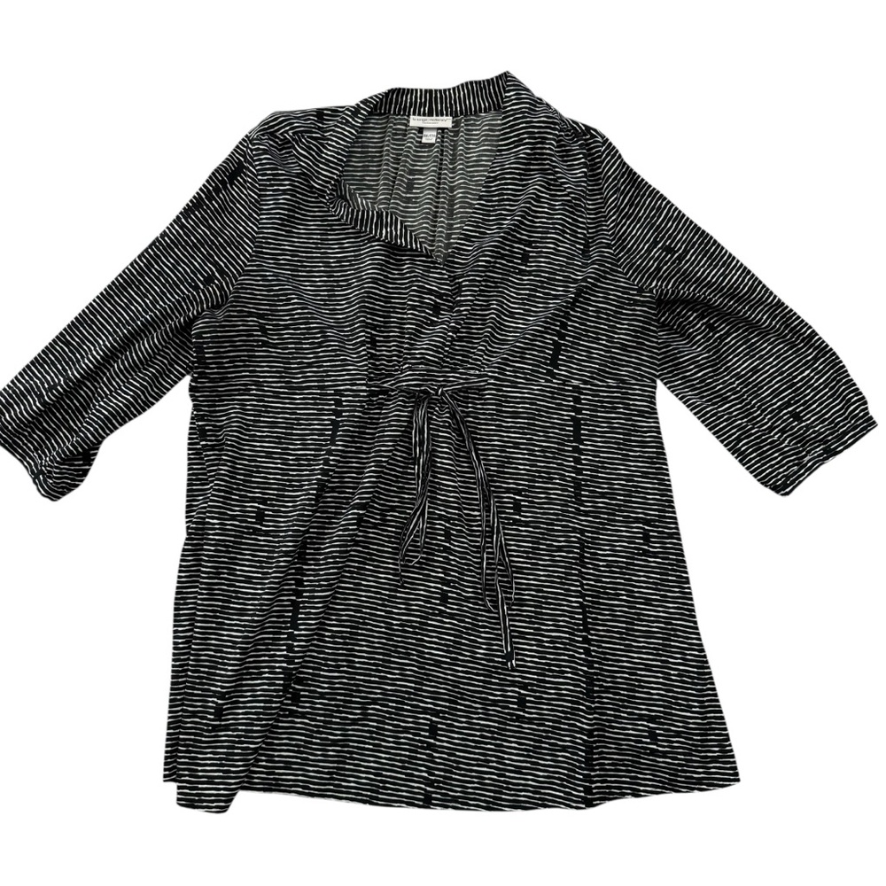 Liz Lange Maternity 3/4 Sleeve Tunic Top Black & White XXL Empire Waist Blouse